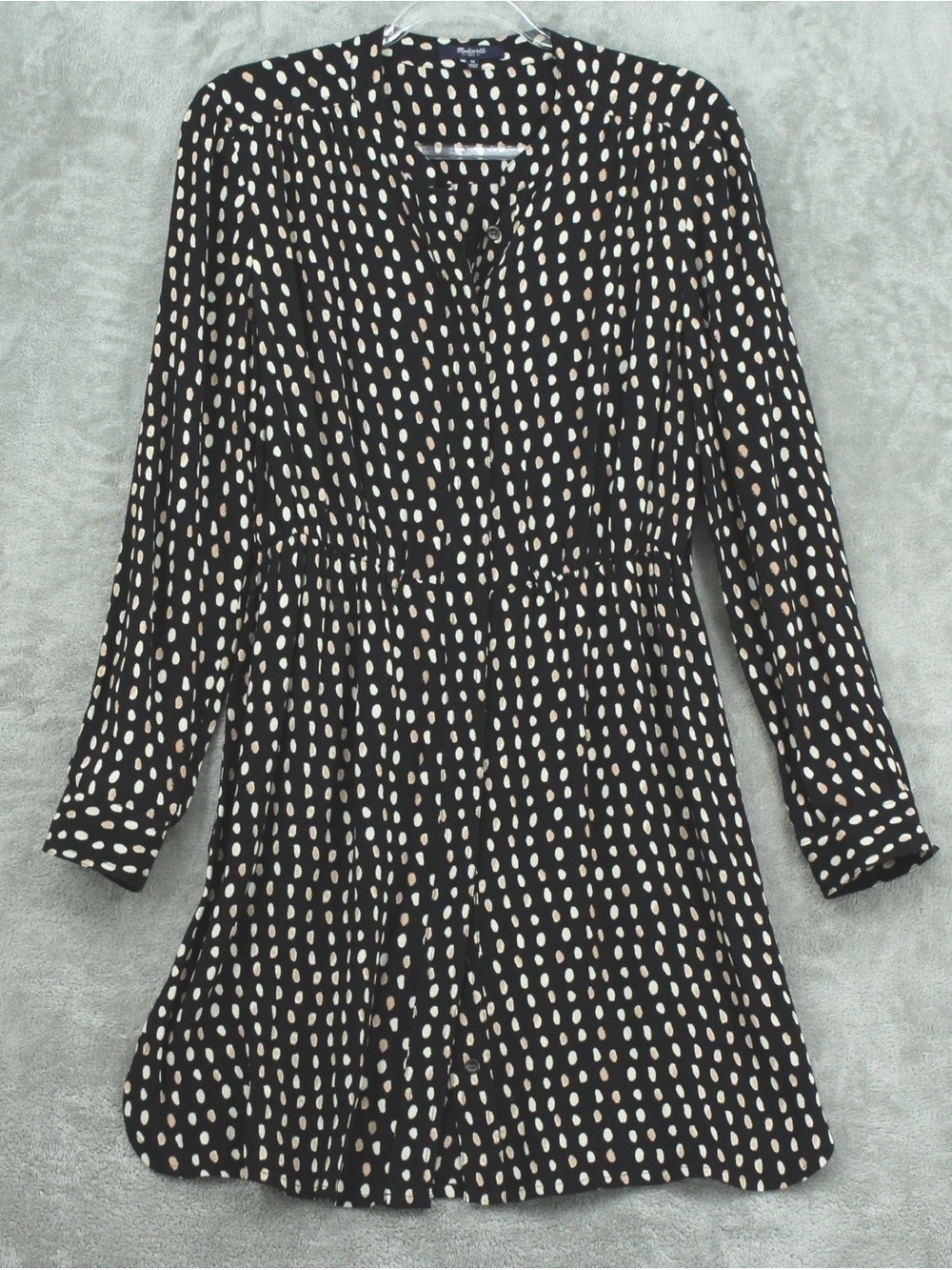 Madewell Black Dress with Cream Dot Print